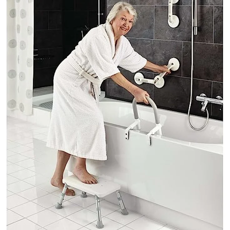 Ridder Badewannen-Einstiegshilfe 'Premium' mit Saugern bis 120 kg weiß/grau, praktische Saug-Einstiegshilfe mit 45 cm Höhe und 23 cm breiter Stufe – Bild 2