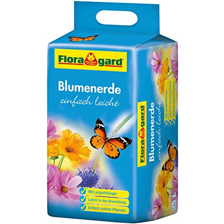 Floragard Blumenerde leicht 25 L - Universalerde für Zimmerpflanzen, Balkon- und Kübelpflanzen - mit Langzeitdünger