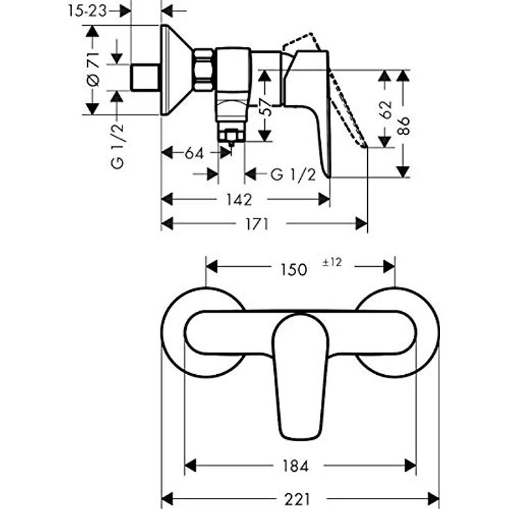 Hansgrohe Talis E Einhebel-Brausemischer Aufputz, 22 l/min Durchflussrate, Mattschwarz, mit temperatursensiblem Keramikmischsystem – Bild 2