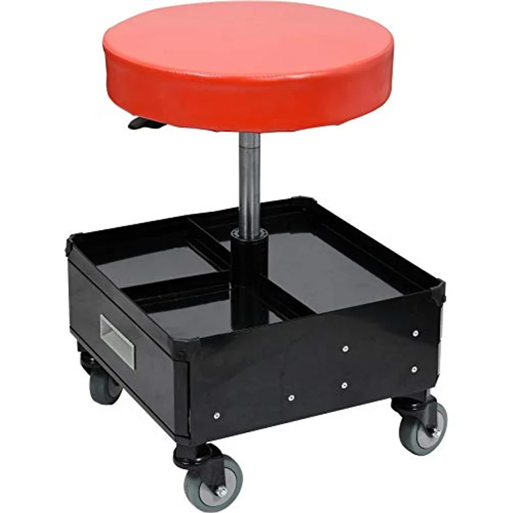 YATO Profi XXL Werkstatthocker, höhenverstellbar 450-560 mm, 3 Stahlschubladen, schwenkbar 360°, 4 Gummiräder, stabile Stahlkonstruktion, Tragfähigkeit 150 kg – Bild 4
