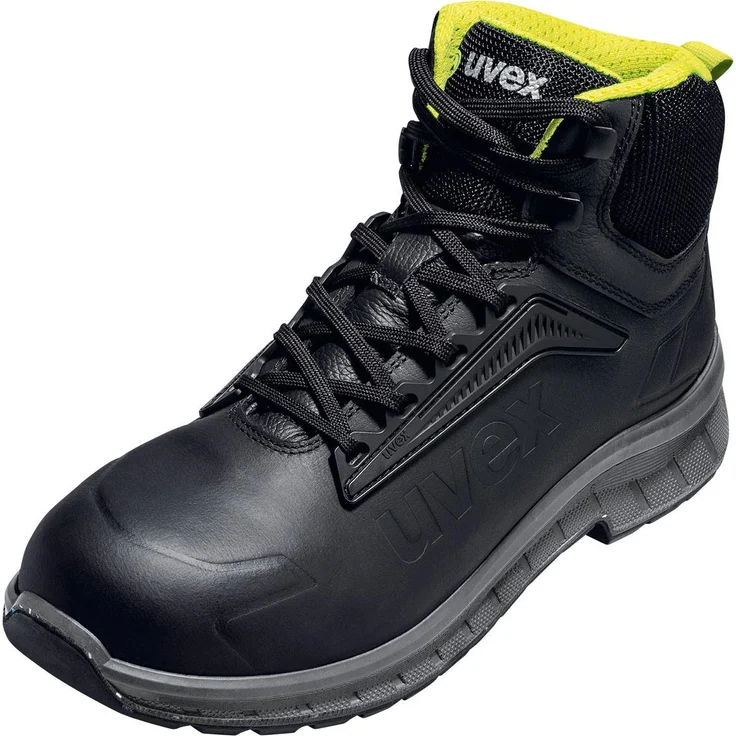 Uvex uvex 2 trend Sicherheitsschuh S3S Schnürstiefel, schwarz/gelb, Größe 46 mit anti-twist Hinterkappe und Polyurethan-Laufsohle