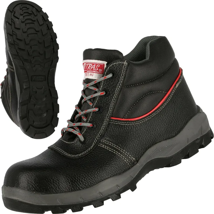 Nitras NITRAS STEP MID MF S3 Sicherheitsstiefel, halbhoch, rutschhemmend, metallfrei, schwarz, Gr.: 39