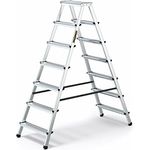 DRABEST Trittleiter Alu Klapptritt 2 x 7 Stufig Leiter Beidseitig Mehrzweckleiter Haushaltsleiter bis 125 kg Belastbar…