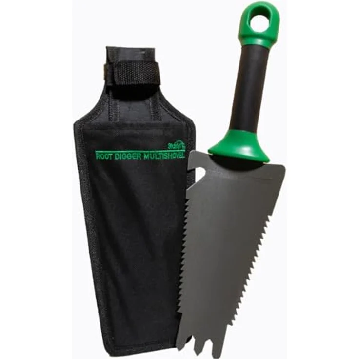 Starlyf Blumenkelle Root Digger, multifunktionale 4 in 1 Gartenschaufel mit Sägeklinge und ergonomischem Griff, grau/grün – Bild 1