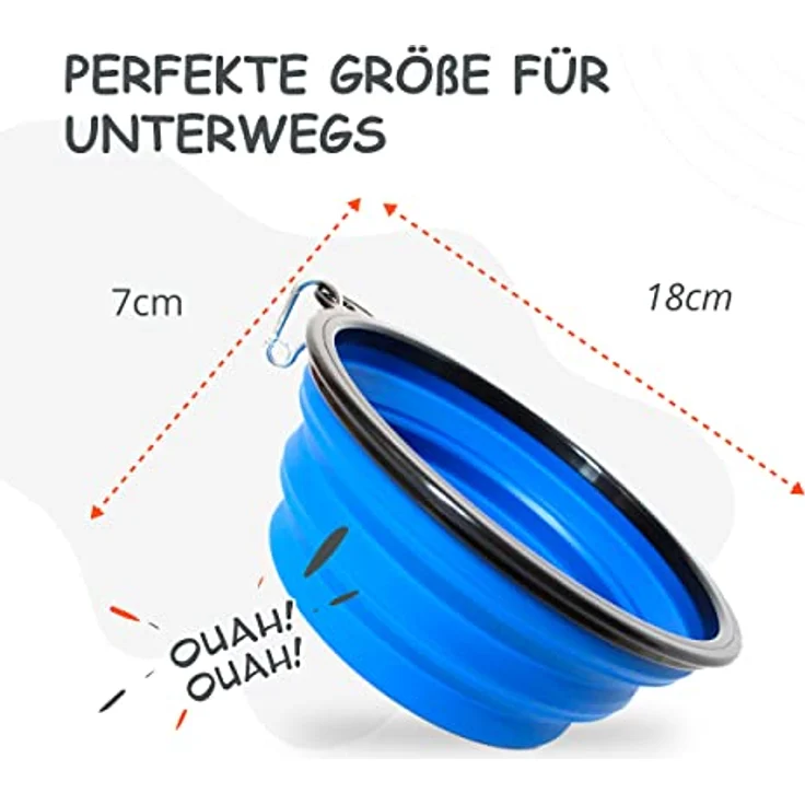 PETSATION – Hundenapf faltbar für unterwegs [Das Original] Futternapf Hund ideal für den Alltag – 1000 ml Wassernapf – Trinknapf für den Hund - Reisenapf, Fressnapf, Napf (1000ml, Blau) – Bild 5