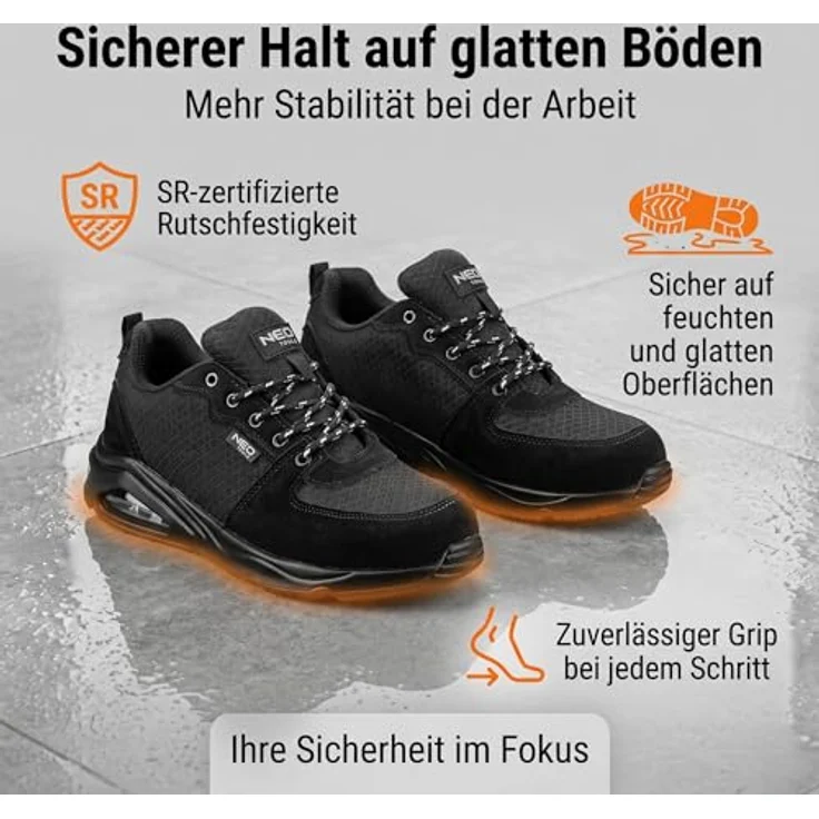 Neo Tools O1 SR Neo Air Professional Schuhe, Schwarz, Arbeitsschuhe mit rutschfester Polyurethan-Sohle, Größe 39 – Bild 3