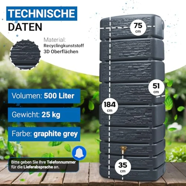 4rain Wandtank Slime stonedecor 500 L – Bild 4