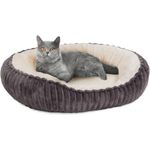 Wallace & Jones | Katzenbett für kleine und große Katzen | Cameron - Katzenkörbchen oval flauschig | Katzenkorb rutschfest | anthrazit-beige | Größe S | ca. 55 x 45 x 17 cm - Preisvergleich