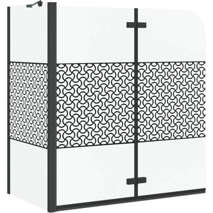 vidaXL Duschwand Geometrisch Schwarz, Sicherheitsglas, 120 x 67 x 129 cm, faltbar und verstellbar – Bild 1