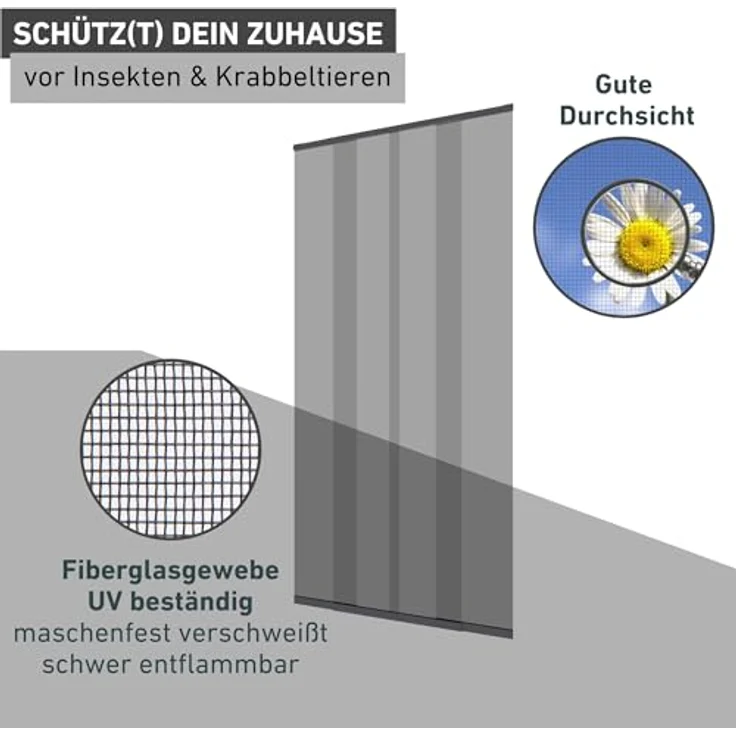 Windhager Teleskop Türvorhang, Insektenschutz, Fliegengitter, Lamellenvorhang, Türvorhang mit Teleskop-Lamellen, 120 cm, anthrazit, 03612 - Preisvergleich – Bild 4