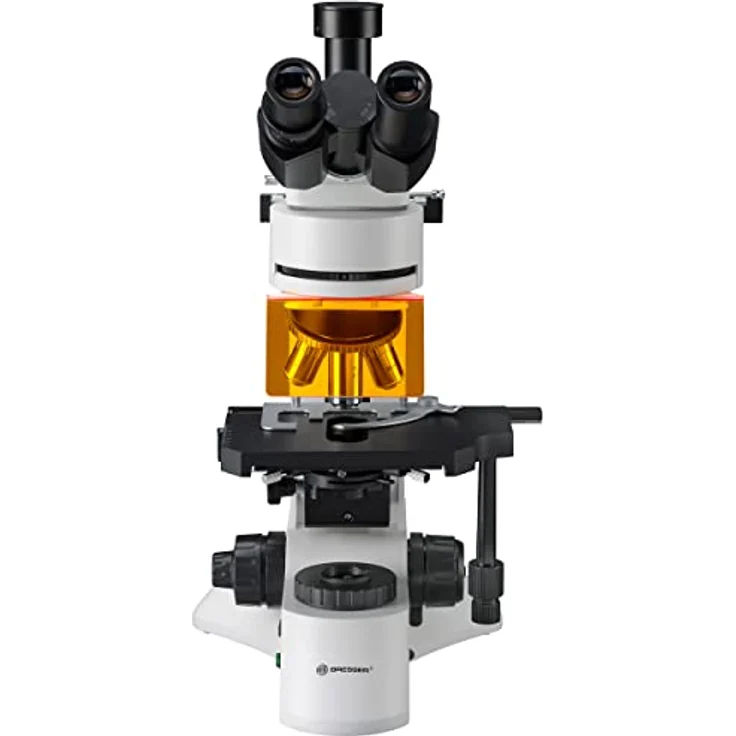 Bresser trinokulares Fluoreszenz und Durchlicht Mikroskop Science ADL-601F 40-600x Vergrößerung, planachr. Objektive, koaxialer Kreuztisch, LED Durchlicht, 4 fach LED für Auflicht, Kameratubus – Bild 5