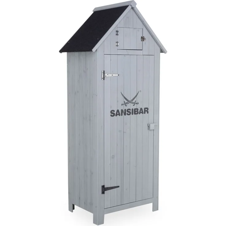 SANSIBAR ROSKILDE Garten-Gerätehaus, 77x179x55 cm, grau, Tannenholz, rostfreie Stahl-Schrauben