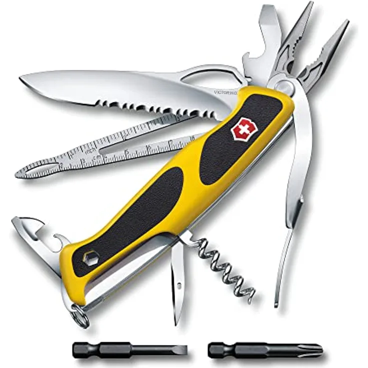 Victorinox RangerGrip 0.9798.MWC8 Schweizer Taschenmesser mit 21 Funktionen, gelb und schwarz, Griff aus Zwei-Komponentenschalen