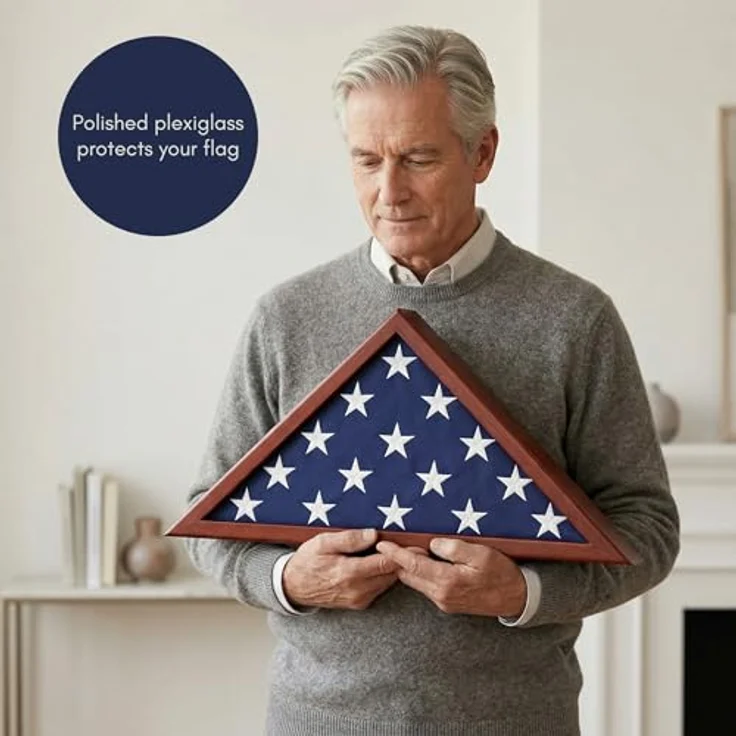 Amerikanische Flagge aus Mahagoni, für eine gefaltete Flagge von 1,5 x 24 m – Bild 5