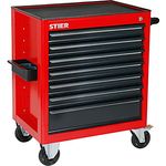 STIER Werkstattwagen, unbestückt - leer, Werkzeugwagen, Montagewagen, mit kugelgelagerten Schubladenschienen, 7 Schubladen, Traglast je Schublade 35kg, Max. Belastung 300kg, Vollgummibereifung