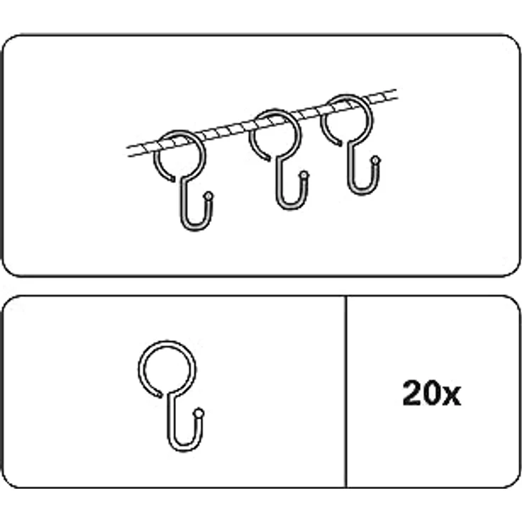 GARDINIA Seilhaken für Seilspanngarnituren, Metall, Nickel, 20 Stück – Bild 3