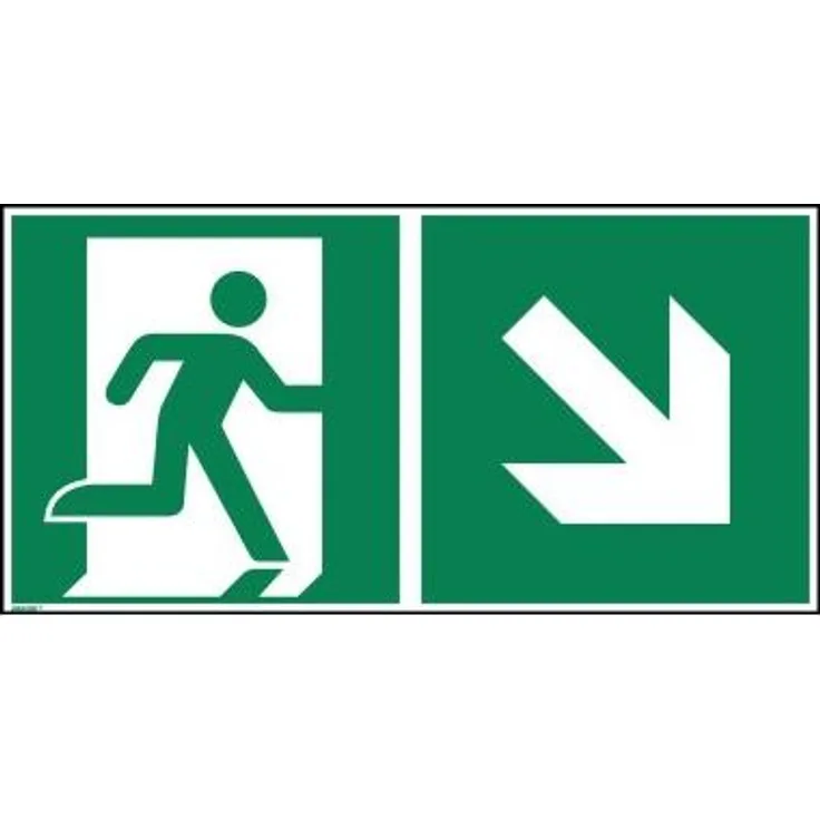 Hinweisschild Rettungsweg rechts abwärts ISO 7010 300x150mm PVC (195051700)