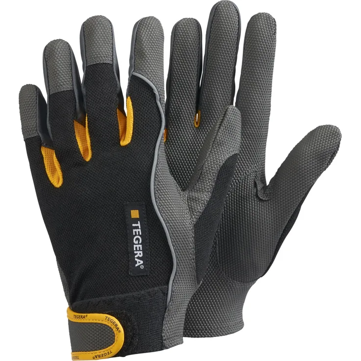 Ejendals TEGERA 9120 Werkstatthandschuhe Schwarz Grau Gelb Erwachsener Erwachsener Kratzresistent Nylon Polyester Polyurethan