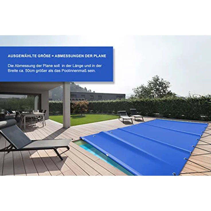 Poolplane Rollschutzabdeckung Stangenabdeckung Sicherheitsabdeckung aus LKW Plane ohne Stangen (3,5m x 3,5m, Anthrazit RAL7016) – Bild 2