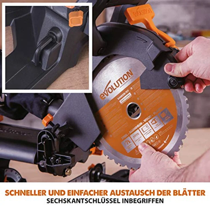 Evolution Power Tools - R210SMS-300+ Mehrzweck-Gleit-Gehrungssäge mit Plus Pack, 210 mm (230 V) – Bild 19