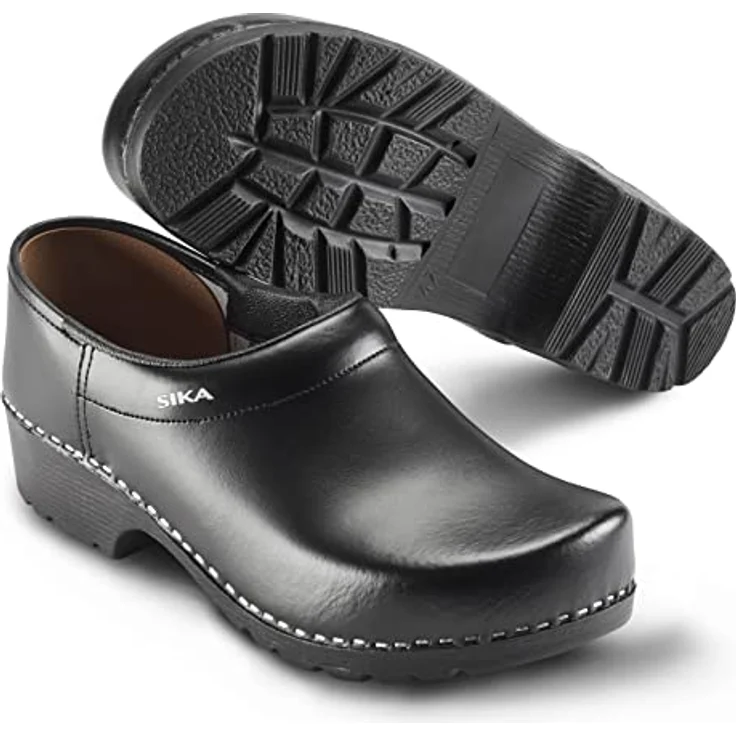 Sika Schuh Traditionell Clog, Robuster Arbeitsschuh aus Permair® Leder, rutschhemmende PU-Laufsohle, schwarz, Größe 38 – Bild 4