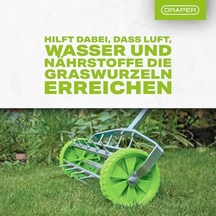 Draper Tools Rollender Rasen-Hand-Vertikutierer 450 mm Grün – Bild 4