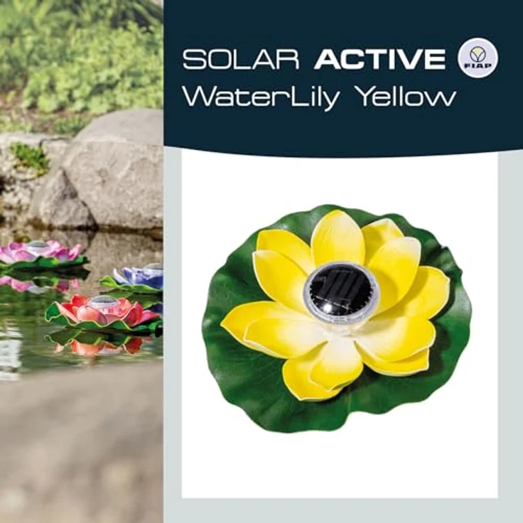 FIAP SOLAR ACTIVE WaterLily WHITE, schwimmende Seerose mit Solarbeleuchtung und Akkubatterie, Teichbeleuchtung in weiß, leuchtet in 7 Farben, Ø 280 mm – Bild 5