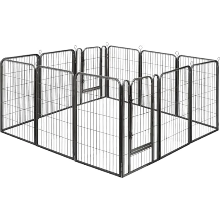 Hundelaufstall Welpenlaufstall 4-10-teilig (Höhe 60cm, 80cm, 114cm) Laufgitter Freigehege Freilaufgehege Welpenzaun Tierlaufstall Welpenfreigehege Welpenauslauf, Hunde-Laufstall, faltbar, mit Tür – Bild 3