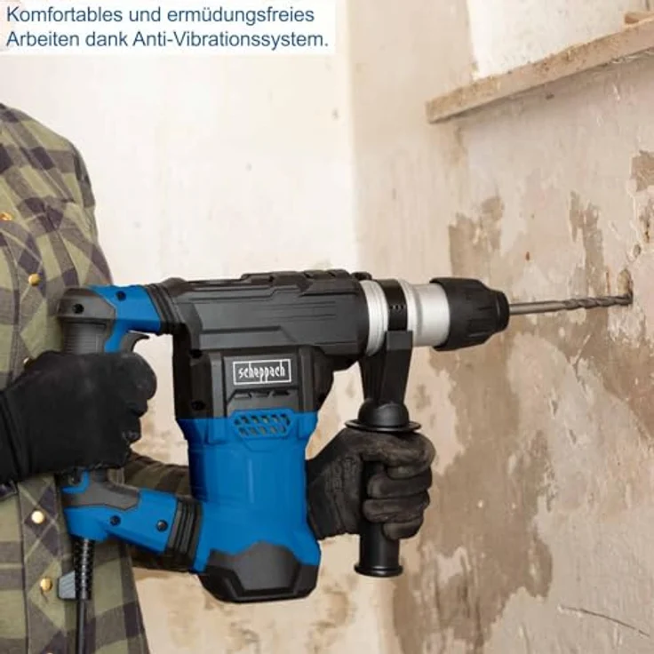 Scheppach Elektro-Bohrhammer DH1500 Plus 4in1 Funktion | 7 J Schlagkraft | 1500 W Motor | inkl. Zubehör, blau – Bild 7