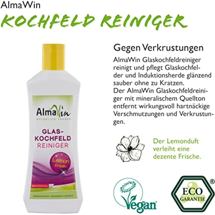 Almawin Glaskochfeld Reiniger Lemon fresh, 250ml Küchenreiniger für kratzfreie Reinigung mit frischem Duft nach Lavendel und Zitrone – Bild 4
