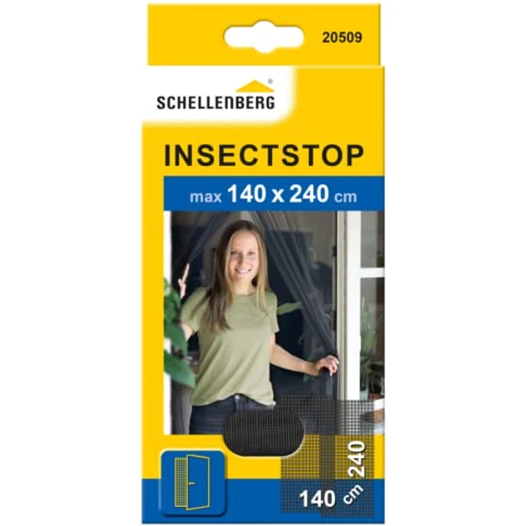 Schellenberg 20509 Fliegengitter für Türen Fliegenvorhang für Balkontür & Terrassentür, Maße 140 x 240 cm, einfache Montage ohne bohren, inkl. Befestigungsband und Gewichte – Bild 2