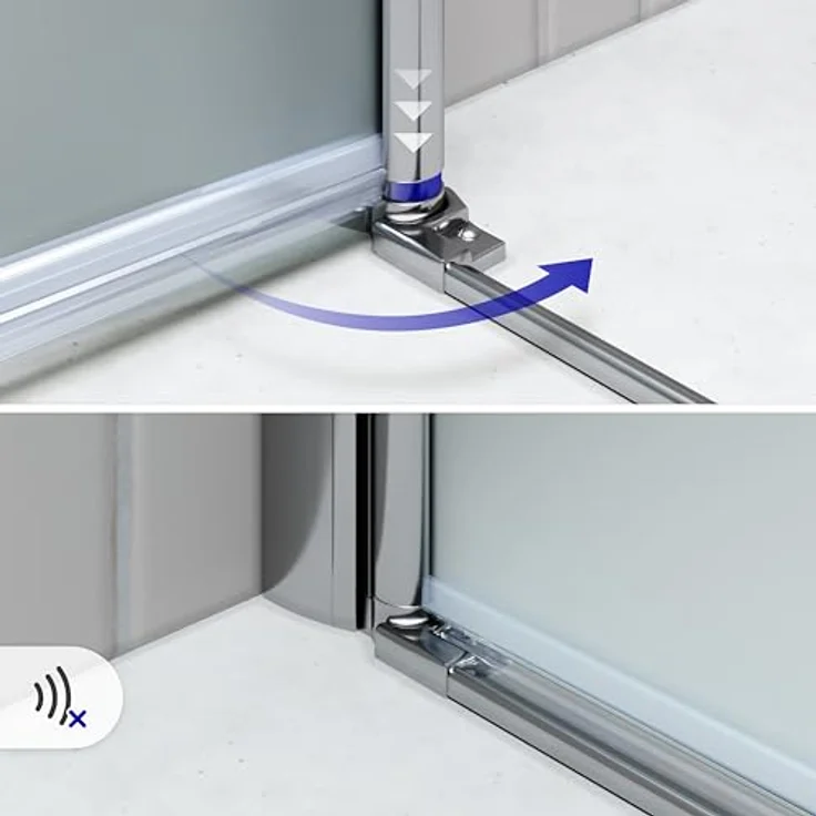 i-flair DK99 Falttür Duschkabine 70x70x190 cm, satinierte 6 mm Sicherheitsglas mit silbernen Profilen, platzsparend und für Menschen mit eingeschränkter Mobilität geeignet – Bild 5