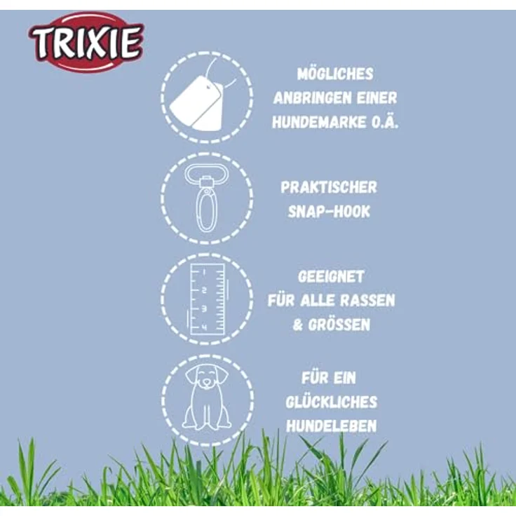 TRIXIE Hundeleine CityStyle L-XL, 2,00 m/20 mm hellgrau – Hochwertige PVC-Leine für Hunde, 3-Fach verstellbar – rutschfest, wasserabweisend & abwaschbar, 1971316 – Bild 3