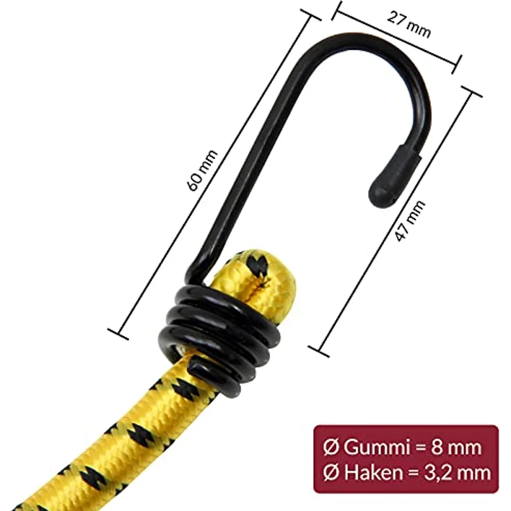 Deuba 12er-Set Spanngummi Metallhaken 4 Längen 30-95cm Transportgurte Expander Spanngurte Gepäckspanner kratzsicher – Bild 4