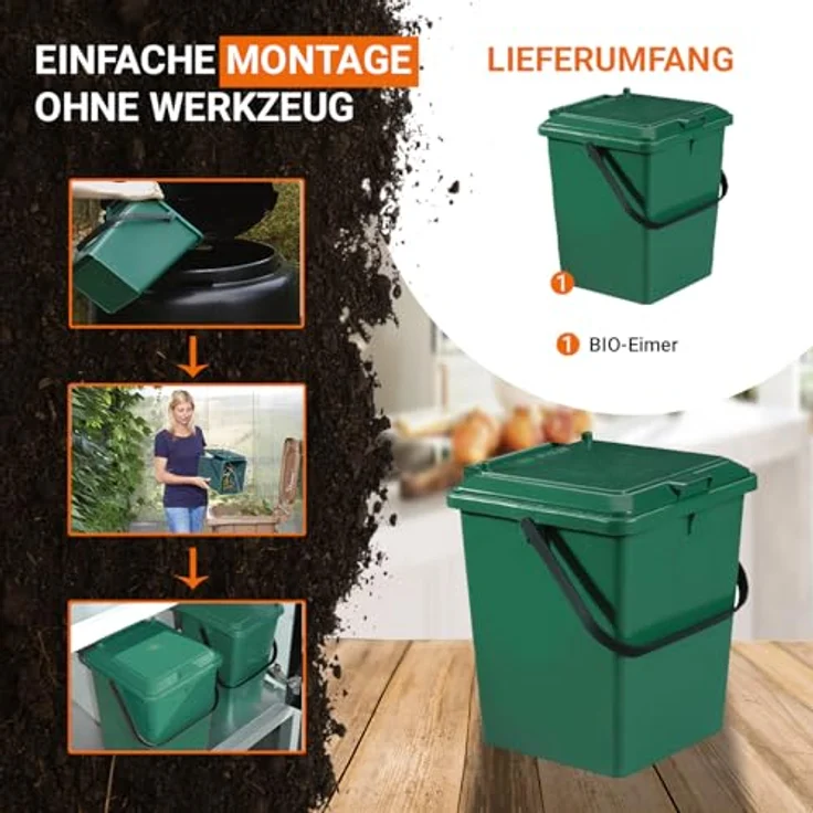 GARANTIA Komposter BIO-Eimer 10 Liter grün, Mülltrennung leicht gemacht – Bild 4