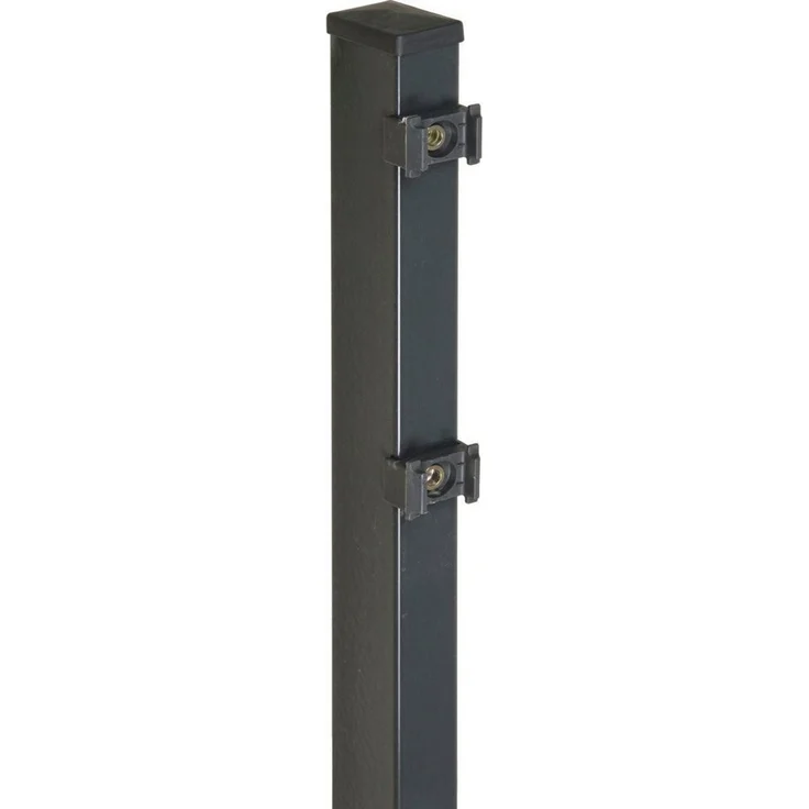 Floraworld Zaunpfosten Comfort 160 x 6 x 4 cm, anthrazit, zinkphosphatiert und pulverbeschichtet, für Doppelstabmattenzaun