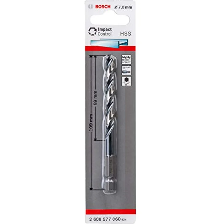 Bosch Accessories Metall-Spiralbohrer 7 mm, HSS Impact Control für Schlagbohrer, 109 mm Gesamtlänge, 1 Stück – Bild 1