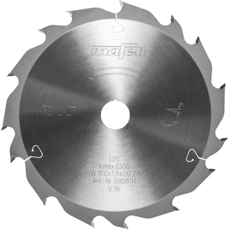 MAFELL Hartmetall Sägeblatt GT 160 x 1,2/1,8 x 20 mm - 15-3 Zähne - Ersatzblatt für MT 55 Tauchsäge - Passend für MAFELL Tauchsäge MT 55 cc, Akku-Tauchsäge MT 55 18M bl
