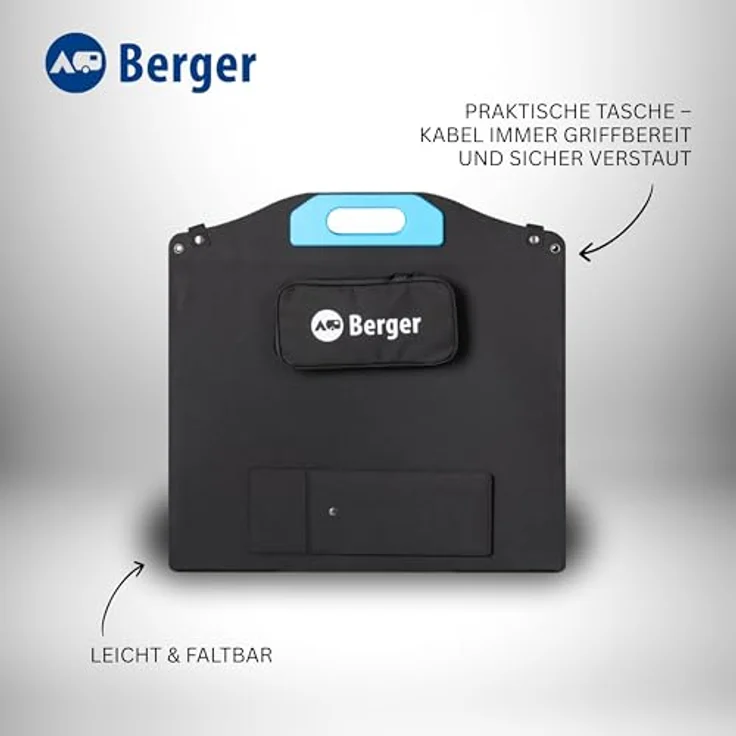 BERGER faltbares XT Solarpanel 200W mit Standfuß | Monokristallines Solar Panel für Camping & Outdoor, wetterfest, hohe Effizienz für Powerstation & Batterie – Bild 2