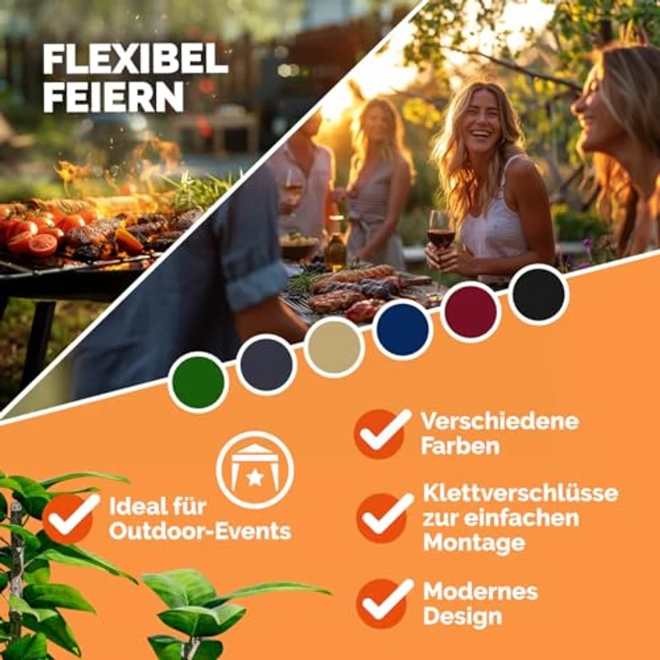 DEUBA 2x Seitenwände Seitenteile Pavillon Faltpavillon Capri Partyzelt Gartenzelt Zelt rot Polyester – Bild 6