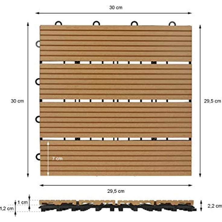 Terrassenfliesen 30x30 cm 11er Set für 1m² Teak aus WPC – Bild 7
