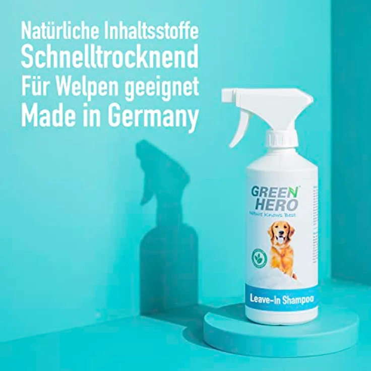 Green Hero Leave‑in Shampoo für Hunde 500 ml wie Trockenshampoo zur Reinigung ohne auswaschen natürliches Hundetrockenshampoo entfernt Schmutz Schnelltrocknend - Perfekt für die schnelle Reinigung – Bild 2