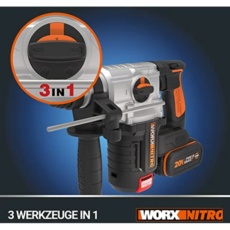 WORX WX380.9 Akku BohrhammerBürstenloses 20V Werkzeug zum Bohren Hammerbohren & MeißelnOhne Akku & L – Bild 4