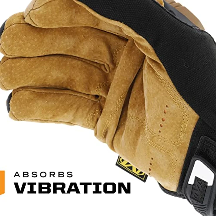 Mechanix Wear M-Pact Lederhandschuhe, Schutz mit DuraHide Handfläche und Knöchelschutz, Größe M, Schwarz/Braun – Bild 4