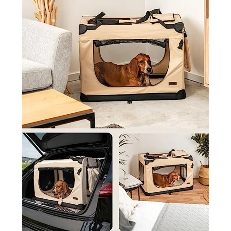 lionto Hundetransportbox Hundetasche Hundebox faltbare Kleintiertasche, (XL) 82x58x58 cm beige – Bild 2