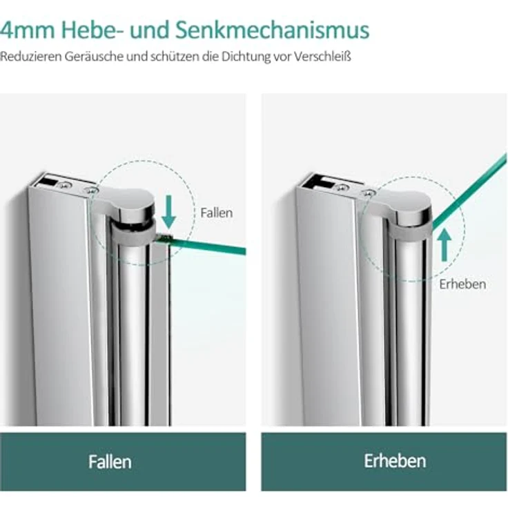 EMKE Duschwand für Badewanne, faltbar, 80 x 140 cm, matt schwarz, rahmenlos, 4 mm Hebefunktion, 6 mm ESG-Glas mit Nanobeschichtung – Bild 4