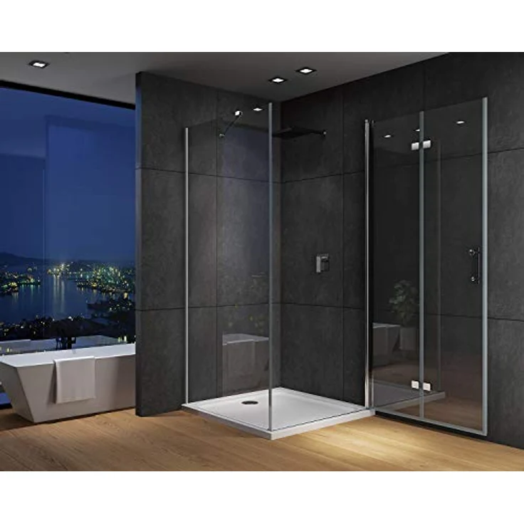 IMPTS Eckdusche Duschtür Falttür mit Seitenwand Komplett Duschkabine, BxT: 75x90 cm, Einscheibensicherheitsglas, 2-tlg., INKL. Duschwanne & Ablauf – Bild 3