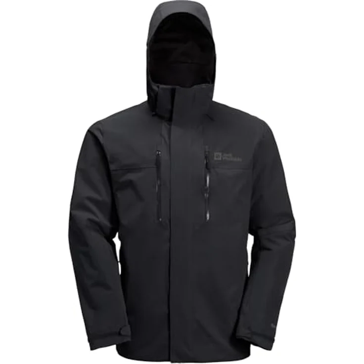 Jack Wolfskin Jasper 2L Jkt M, Herren Jacke aus recyceltem Texapore Pro-Material, wind- und wasserdicht, Schwarz, XL – Bild 8