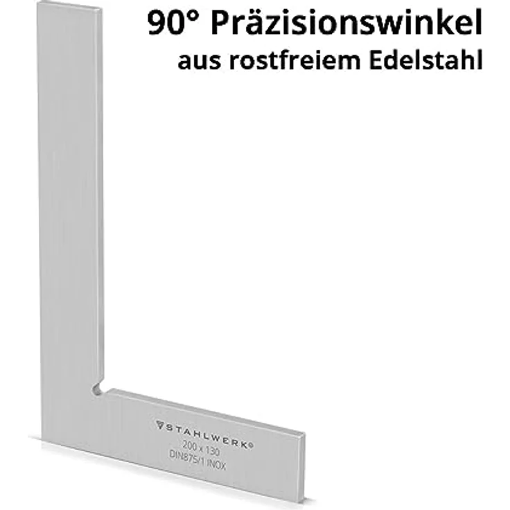Stahlwerk Flachwinkel 90°, Winkelmesser aus rostfreiem Edelstahl, 200 x 130 mm DIN 875/1, hohe Messgenauigkeit – Bild 4