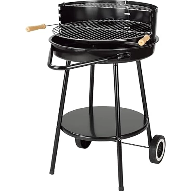 tepro Holzkohle-Rundgrill Highland, Grill mit Ablagefläche und Rädern, inklusive Grill- und Warmhalterost, Maße 52 x 52 x 81 cm – Bild 1